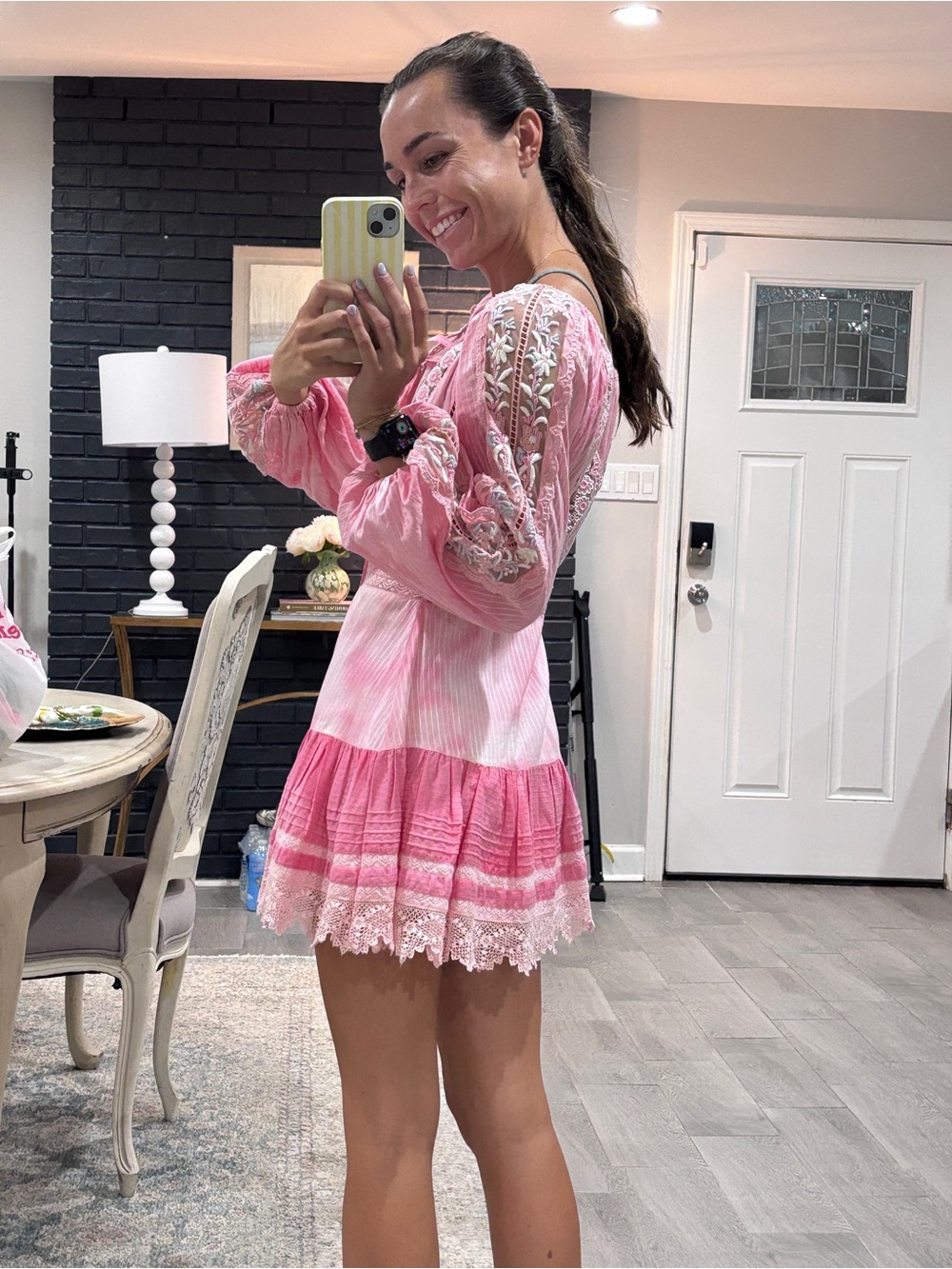 LoveShackFancy Pink Embroidered Peasant Tunic - Picture 5 of 6